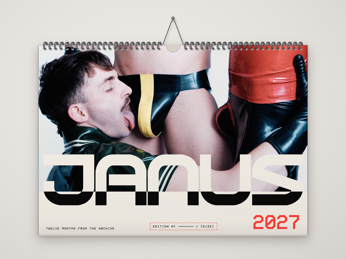 JANUS 2027 wall calendar, landscape A3, cover page hanging on a wall